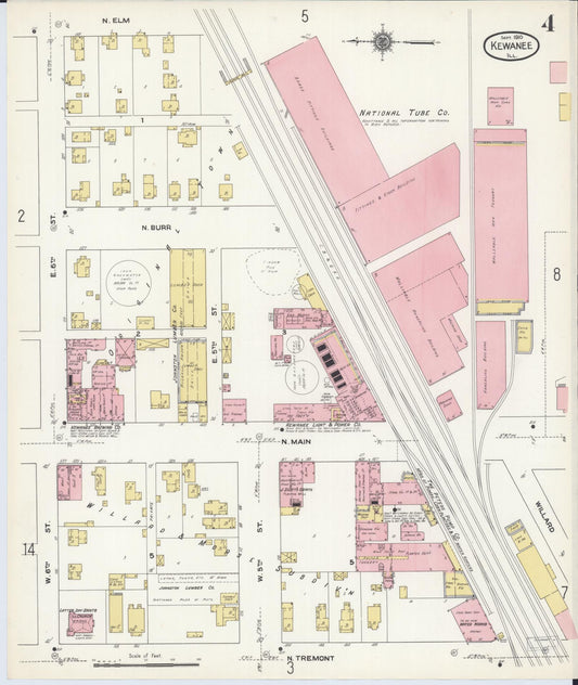 Sanborn Fire Insurance Map from Kewanee, Henry County, Illinois (1910), Sheet #0004 - Historic Sanborn Fire Insurance Map Print, vintage old map wall art, antique decor, genealogy gift, Illinois Illinois map