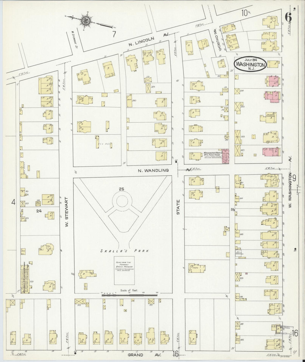 Sanborn Fire Insurance Map from Washington, Warren County, New Jersey (1914), Sheet #0006 - Complete Map Set gallery image, historic Sanborn map, vintage wall art, Washington Washington