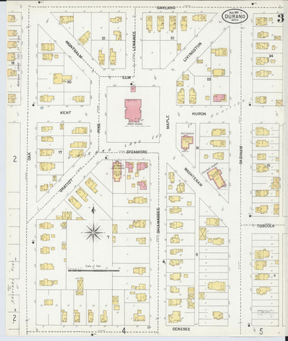 Sanborn Fire Insurance Map from Durand, Shiawassee County, Michigan (1901), Sheet #0003 - Complete Map Set gallery image, historic Sanborn map, vintage wall art, Michigan Michigan