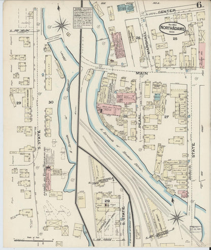 Sanborn Fire Insurance Map from North Adams, Berkshire County, Massachusetts (1884), Sheet #0006 - Historic Sanborn Fire Insurance Map Print, vintage old map wall art, antique decor, genealogy gift, Massachusetts Massachusetts map
