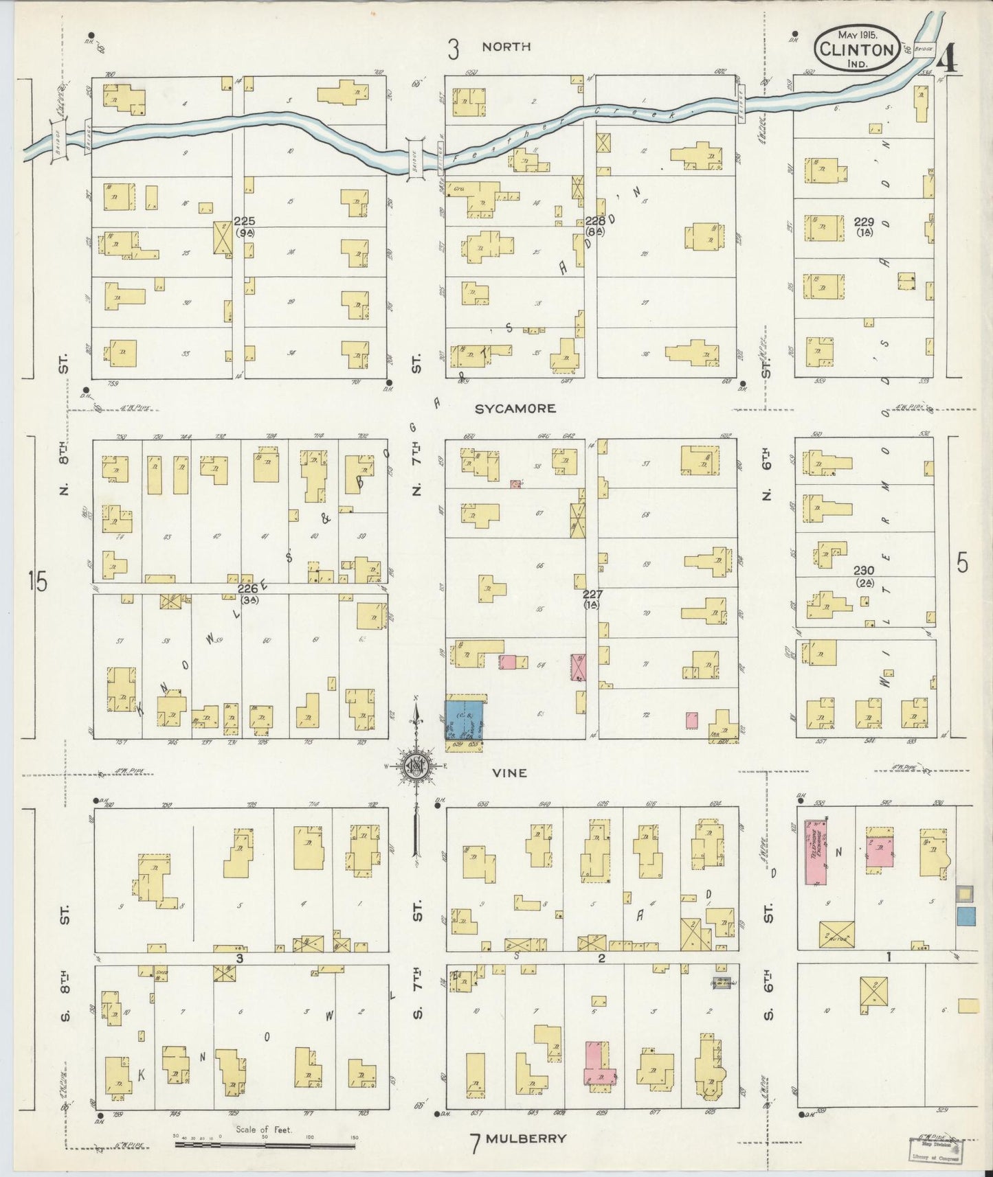 Sanborn Fire Insurance Map from Clinton, Vermillion County, Indiana (1915), Sheet #0004 - Complete Map Set gallery image, historic Sanborn map, vintage wall art, Indiana Indiana