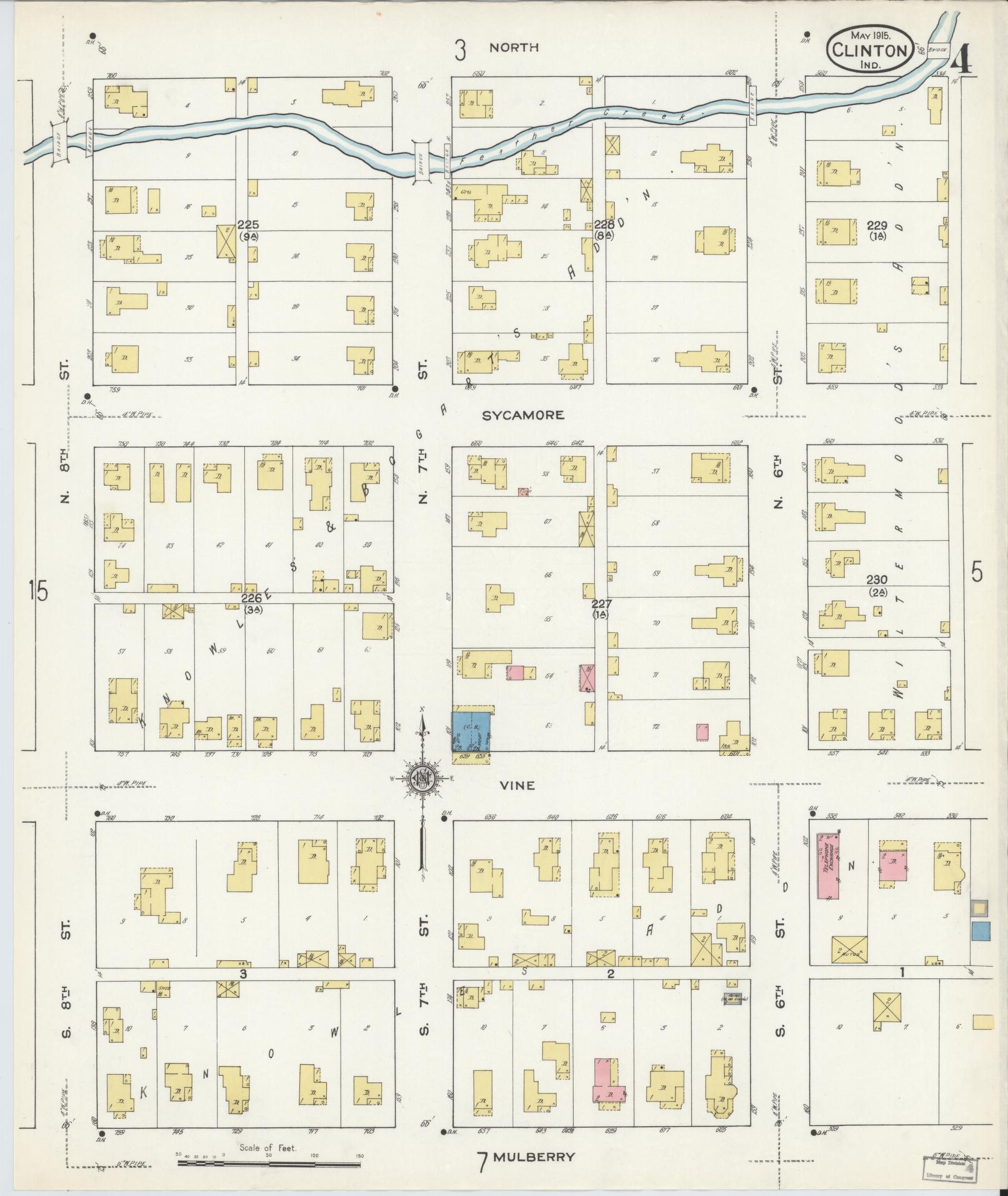 Sanborn Fire Insurance Map from Clinton, Vermillion County, Indiana (1915), Sheet #0004 - Complete Map Set gallery image, historic Sanborn map, vintage wall art, Indiana Indiana