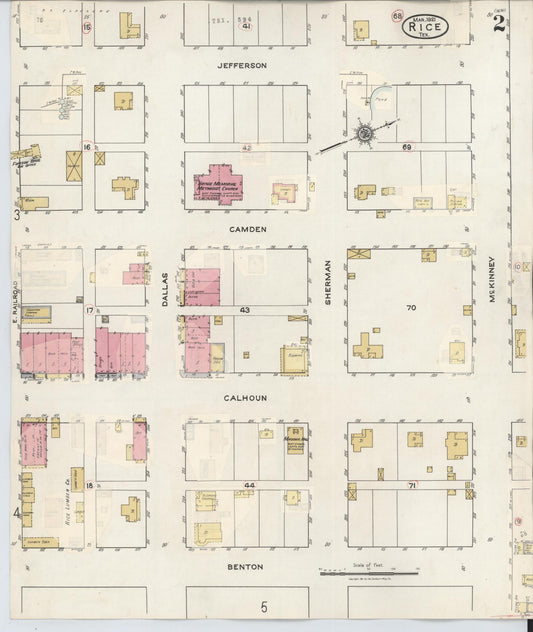 Sanborn Fire Insurance Map from Rice, Navarro County, Texas (1935), Sheet #0002 - Historic Sanborn Fire Insurance Map Print, vintage old map wall art, antique decor, genealogy gift, Texas Texas map