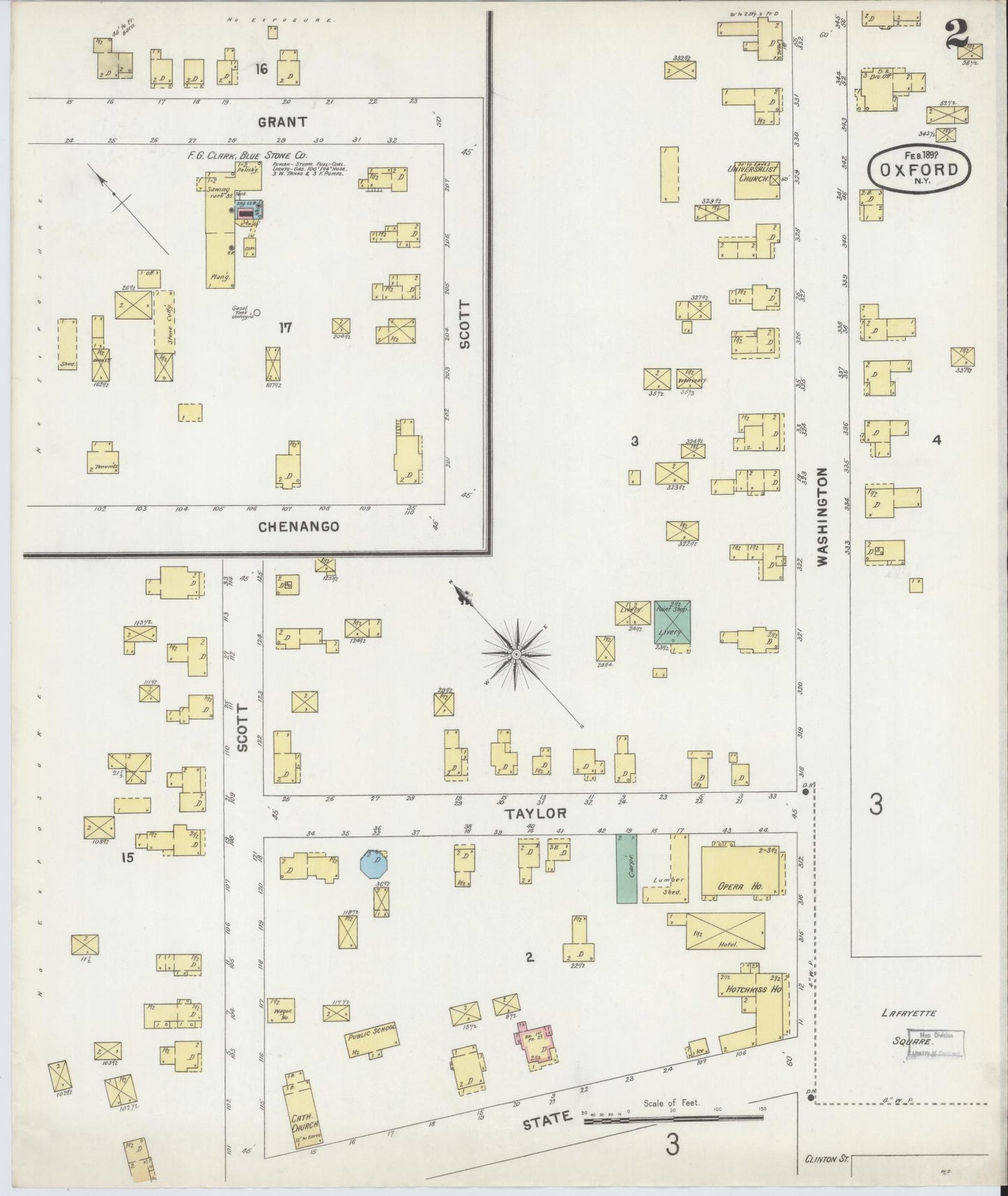 Sanborn Fire Insurance Map from Oxford, Chenango County, New York (1897), Sheet #0002 - Complete Map Set gallery image, historic Sanborn map, vintage wall art, New York New York