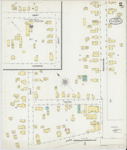 Sanborn Fire Insurance Map from Oxford, Chenango County, New York (1897), Sheet #0002 - Complete Map Set gallery image, historic Sanborn map, vintage wall art, New York New York