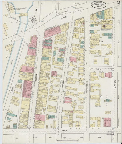 Sanborn Fire Insurance Map from Lewiston, Androscoggin County, Maine (1886), Sheet #0002 - Complete Map Set gallery image, historic Sanborn map, vintage wall art, Maine Maine