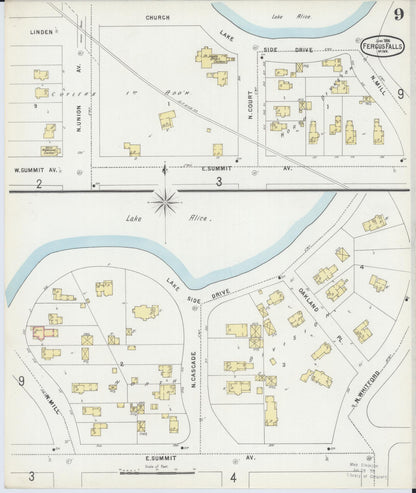 Sanborn Fire Insurance Map from Fergus Falls, Otter Tail County, Minnesota (1896), Sheet #0009 - Complete Map Set gallery image, historic Sanborn map, vintage wall art, Minnesota Minnesota
