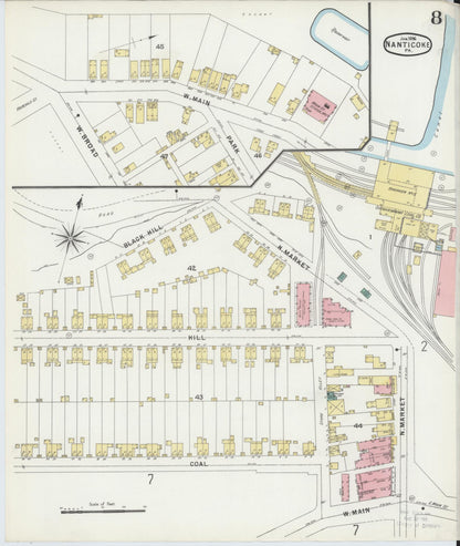 Sanborn Fire Insurance Map from Nanticoke, Luzerne County, Pennsylvania (1896), Sheet #0008 - Complete Map Set gallery image, historic Sanborn map, vintage wall art, Pennsylvania Pennsylvania