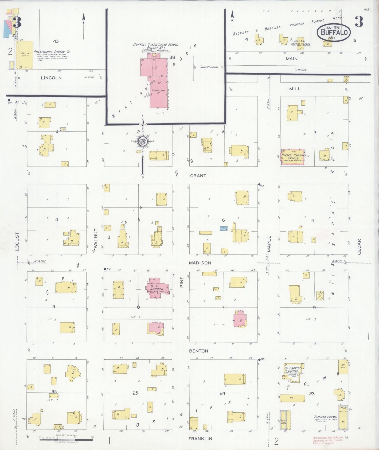 Sanborn Fire Insurance Map from Buffalo, Dallas County, Missouri (1931), Sheet #0003 - Complete Map Set gallery image, historic Sanborn map, vintage wall art, Missouri Missouri