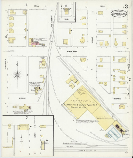 Sanborn Fire Insurance Map from Grand Saline, Van Zandt County, Texas (1909), Sheet #0003 - Historic Sanborn Fire Insurance Map Print, vintage old map wall art, antique decor, genealogy gift, Texas Texas map