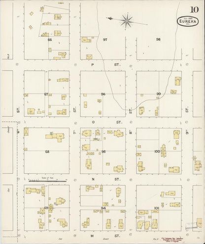 Sanborn Fire Insurance Map from Eureka, Humboldt County, California (1889), Sheet #0010 - Complete Map Set gallery image, historic Sanborn map, vintage wall art, California California