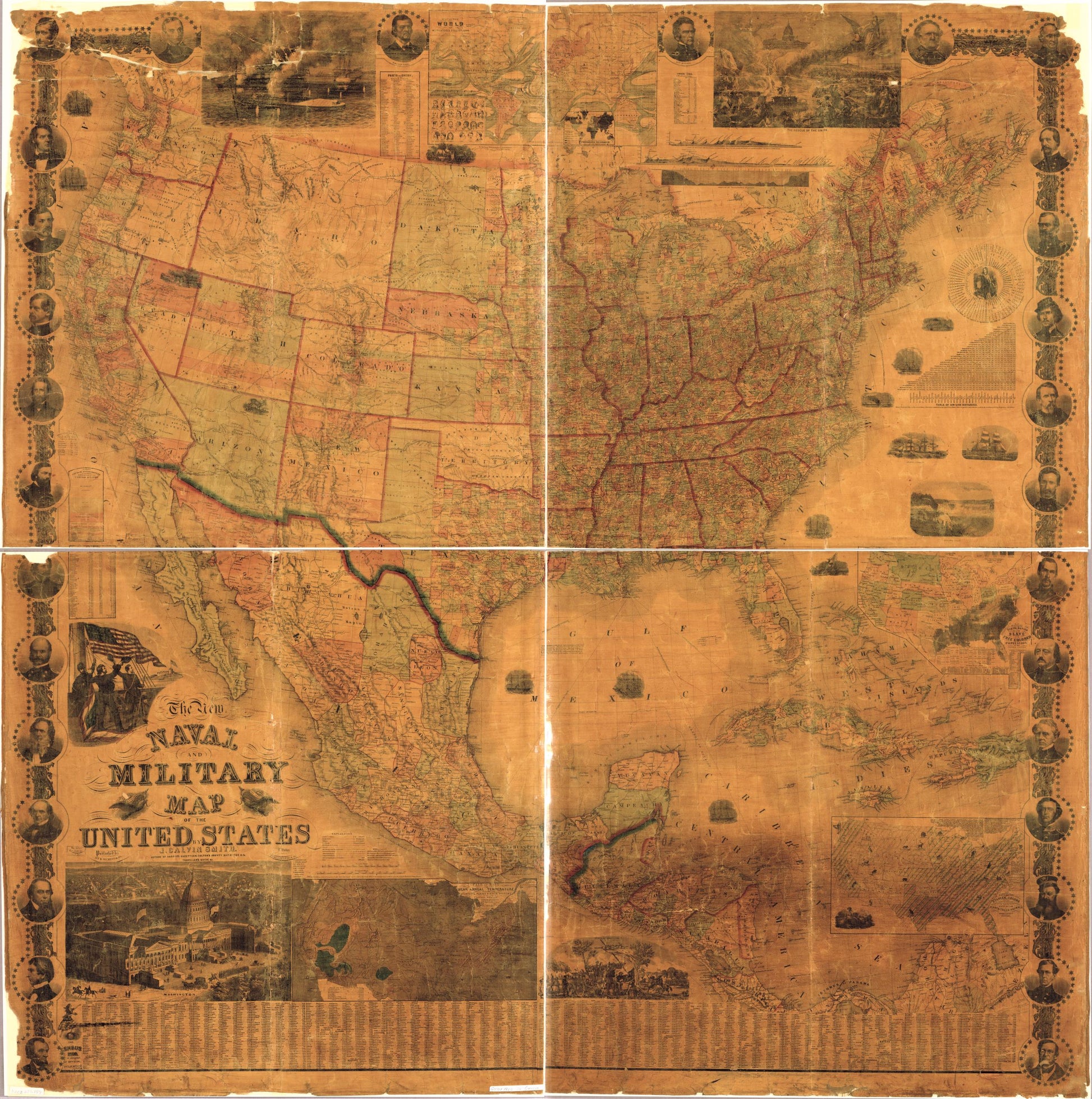 The new naval and military map of the United States Civil War Map (1862) - Historic Battlefield Map Reprint