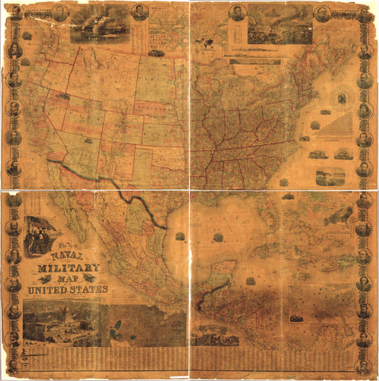 The new naval and military map of the United States Civil War Map (1862) - Historic Battlefield Map Reprint