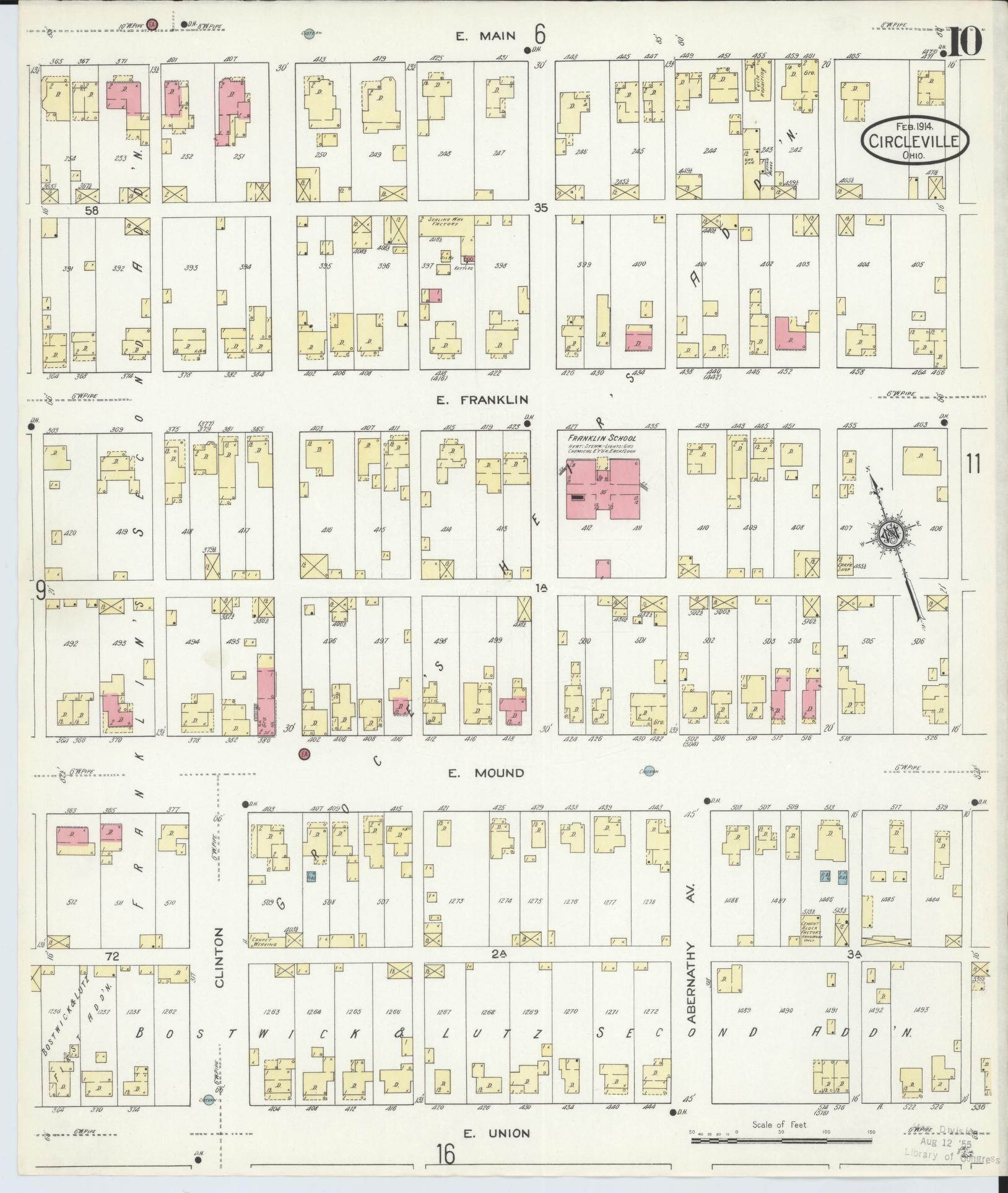 Sanborn Fire Insurance Map from Circleville, Pickaway County, Ohio (1914), Sheet #0010 - Complete Map Set gallery image, historic Sanborn map, vintage wall art, Ohio Ohio