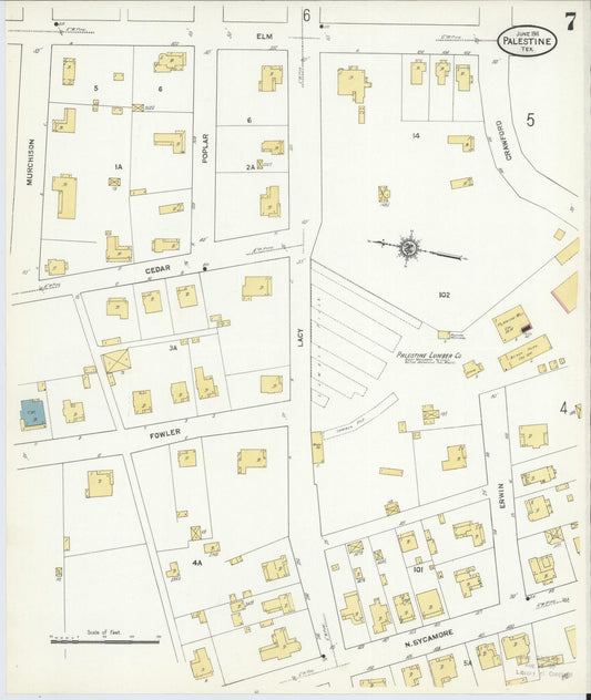 Sanborn Fire Insurance Map from Palestine, Anderson County, Texas (1911), Sheet #0007 - Historic Sanborn Fire Insurance Map Print, vintage old map wall art, antique decor, genealogy gift, Texas Texas map