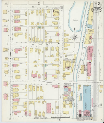 Sanborn Fire Insurance Map from Milton, Northumberland County, Pennsylvania (1896), Sheet #0003 - Historic Sanborn Fire Insurance Map Print, vintage old map wall art, antique decor, genealogy gift, Pennsylvania Pennsylvania map
