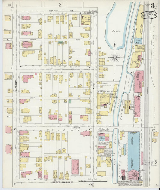 Sanborn Fire Insurance Map from Milton, Northumberland County, Pennsylvania (1896), Sheet #0003 - Historic Sanborn Fire Insurance Map Print, vintage old map wall art, antique decor, genealogy gift, Pennsylvania Pennsylvania map