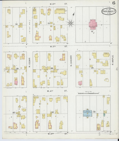 Sanborn Fire Insurance Map from Faribault, Rice County, Minnesota (1893), Sheet #0006 - Historic Sanborn Fire Insurance Map Print, vintage old map wall art, antique decor, genealogy gift, Minnesota Minnesota map
