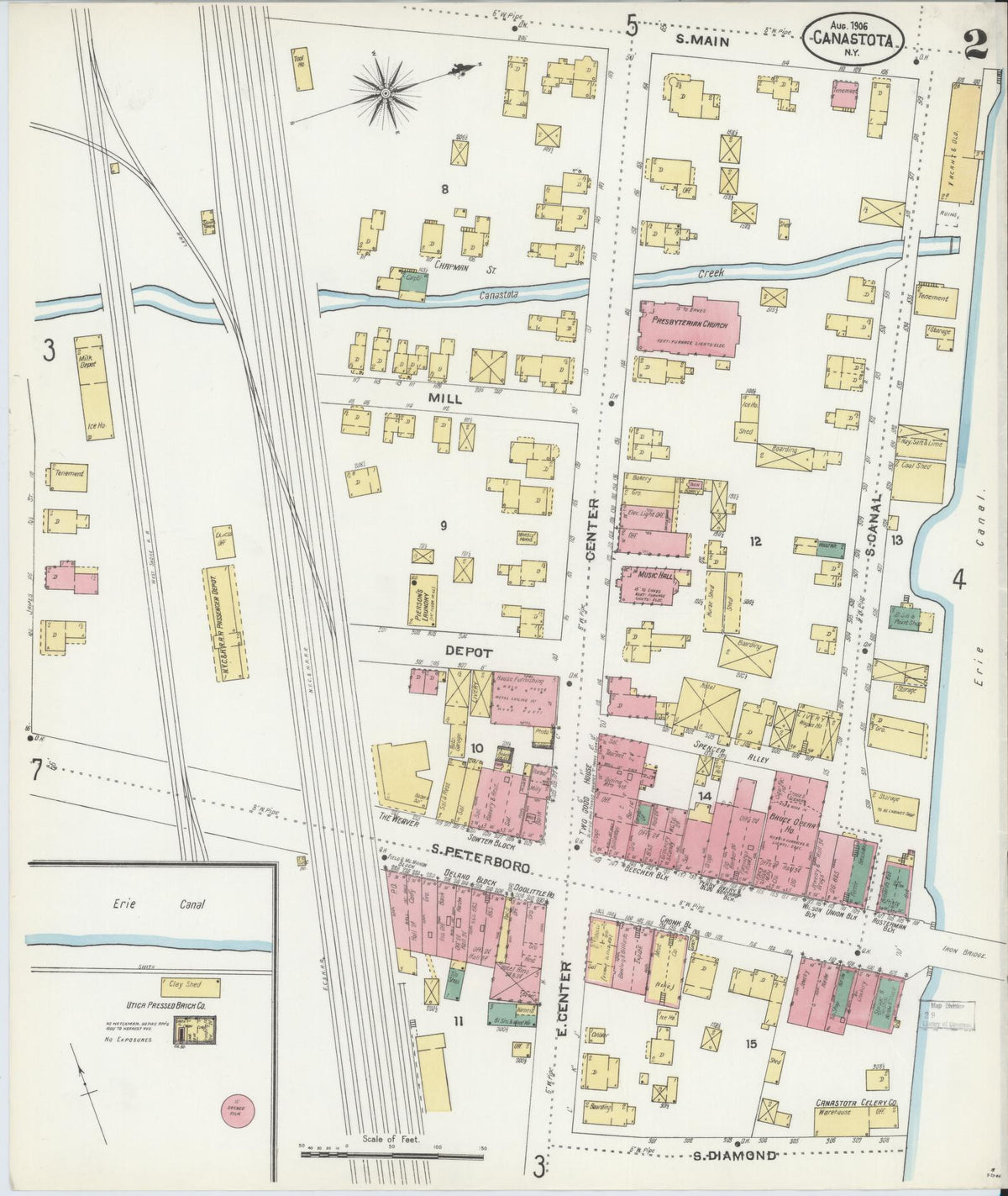 Sanborn Fire Insurance Map from Canastota, Madison County, New York (1906), Sheet #0002 - Complete Map Set gallery image, historic Sanborn map, vintage wall art, New York New York