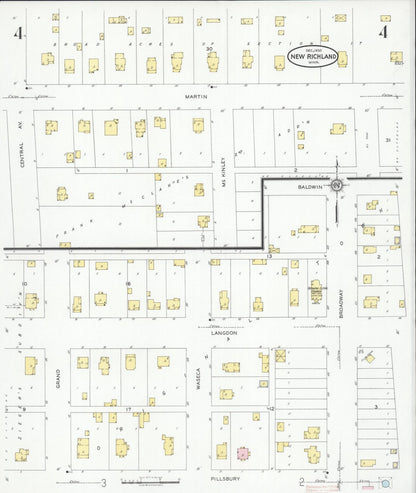 Sanborn Fire Insurance Map from New Richland, Waseca County, Minnesota (1930), Sheet #0004 - Historic Sanborn Fire Insurance Map Print, vintage old map wall art, antique decor, genealogy gift, Minnesota Minnesota map
