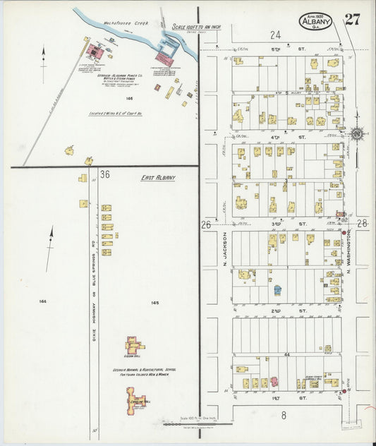 Sanborn Fire Insurance Map from Albany, Dougherty County, Georgia (1920), Sheet #0027 - Historic Sanborn Fire Insurance Map Print, vintage old map wall art, antique decor, genealogy gift, Georgia Georgia map
