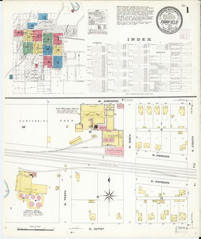 Sanborn Fire Insurance Map from Fairfield, Jefferson County, Iowa (1907), Sheet #0001 - Historic Sanborn Fire Insurance Map Print