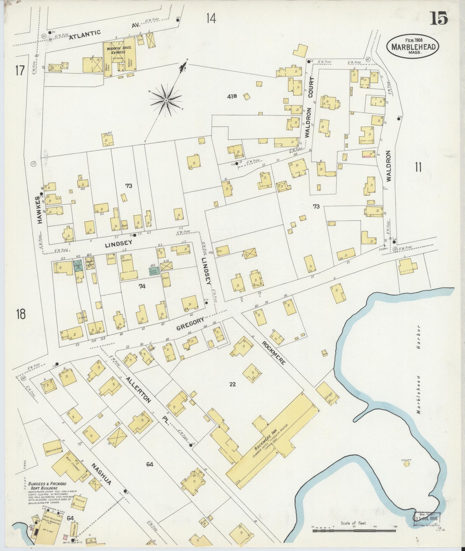 Sanborn Fire Insurance Map from Marblehead, Essex County, Massachusetts (1908), Sheet #0015 - Complete Map Set gallery image, historic Sanborn map, vintage wall art, Massachusetts Massachusetts