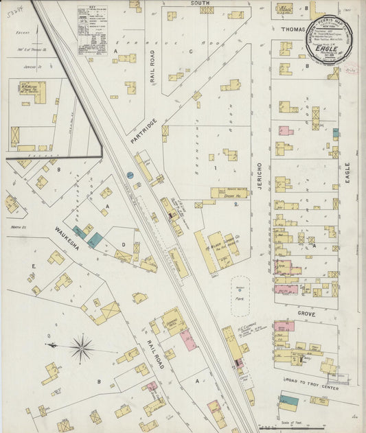 Sanborn Fire Insurance Map from Eagle, Waukesha County, Wisconsin (1894), Sheet #0001 - Historic Sanborn Fire Insurance Map Print, vintage old map wall art, antique decor, genealogy gift, Wisconsin Wisconsin map