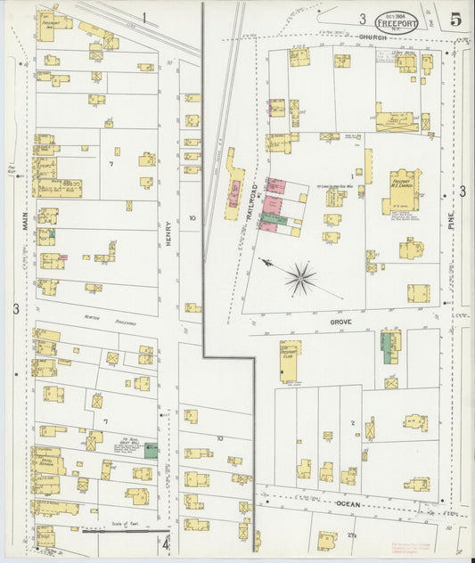 Sanborn Fire Insurance Map from Freeport, Nassau County, New York (1904), Sheet #0005 - Historic Sanborn Fire Insurance Map Print, vintage old map wall art, antique decor, genealogy gift, New York New York map