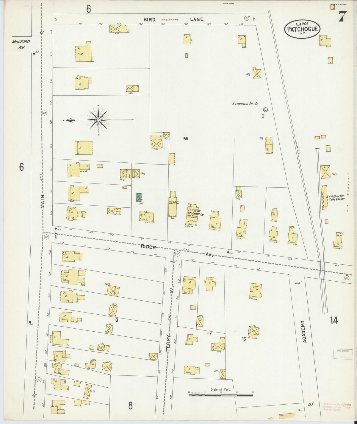 Sanborn Fire Insurance Map from Patchogue, Suffolk County, New York (1902), Sheet #0007 - Complete Map Set gallery image, historic Sanborn map, vintage wall art, New York New York