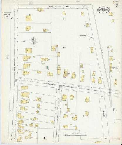 Sanborn Fire Insurance Map from Patchogue, Suffolk County, New York (1902), Sheet #0007 - Complete Map Set gallery image, historic Sanborn map, vintage wall art, New York New York