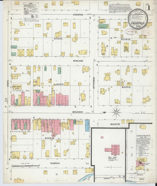 Sanborn Fire Insurance Map from Cassopolis, Cass County, Michigan (1899), Sheet #0001 - Historic Sanborn Fire Insurance Map Print, vintage old map wall art, antique decor, genealogy gift, Michigan Michigan map
