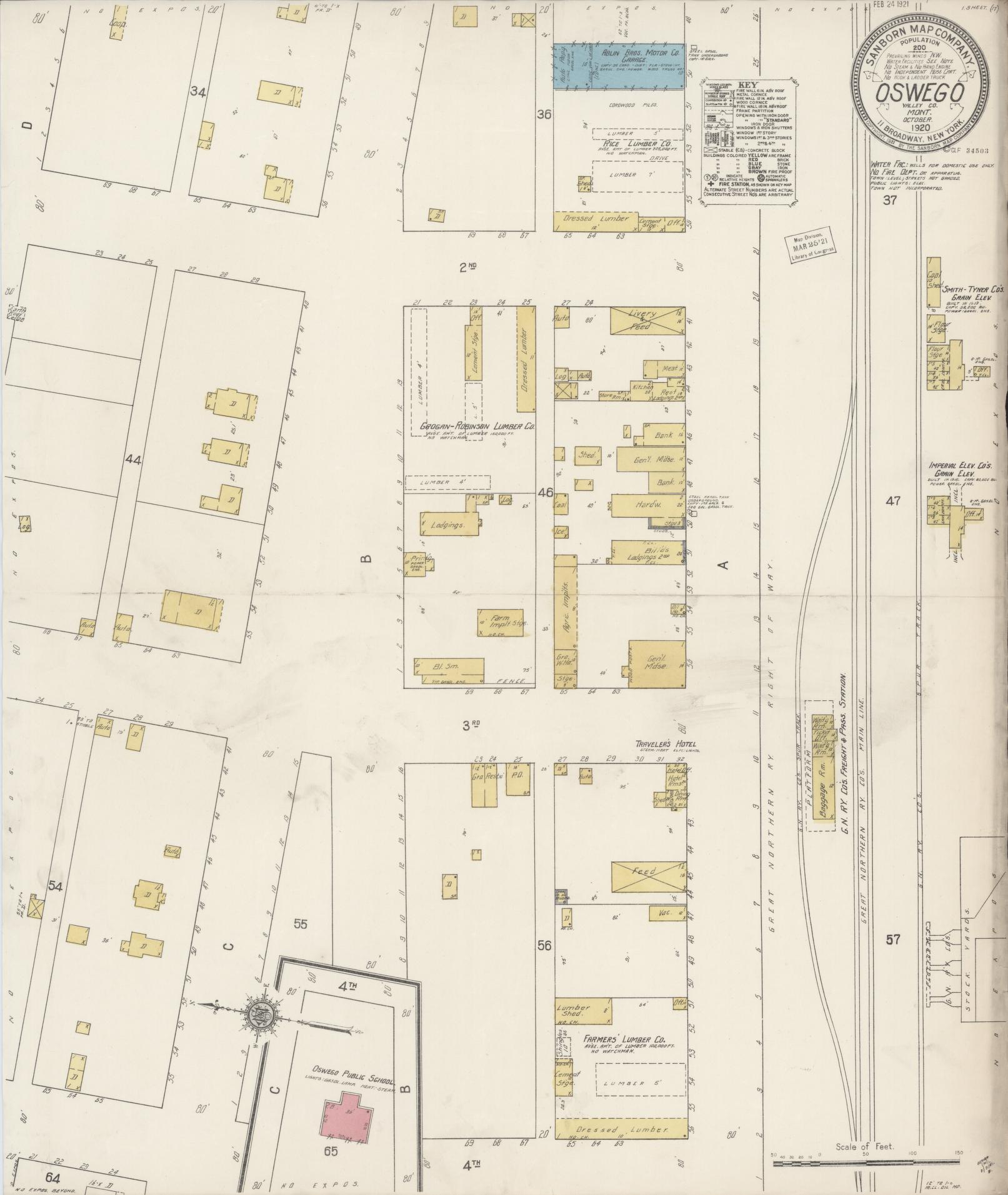 Sanborn Fire Insurance Map from Oswego, Valley County, Montana (1920), Sheet #0001 - Historic Sanborn Fire Insurance Map Print, vintage old map wall art, antique decor, genealogy gift, Montana Montana map