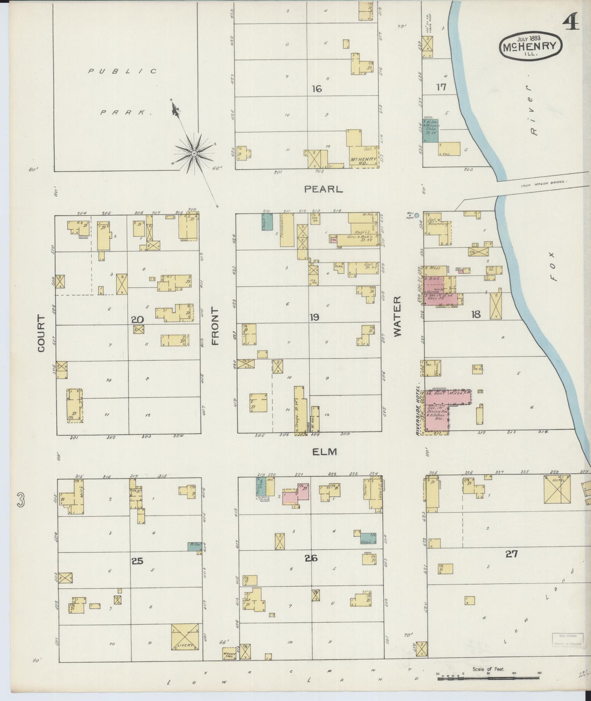 Sanborn Fire Insurance Map from McHenry, McHenry County, Illinois (1893), Sheet #0004 - Complete Map Set gallery image, historic Sanborn map, vintage wall art, Illinois Illinois