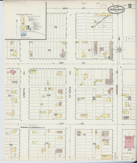 Sanborn Fire Insurance Map from Las Animas, Bent County, Colorado (1893), Sheet #0002 - Historic Sanborn Fire Insurance Map Print, vintage old map wall art, antique decor, genealogy gift, Colorado Colorado map