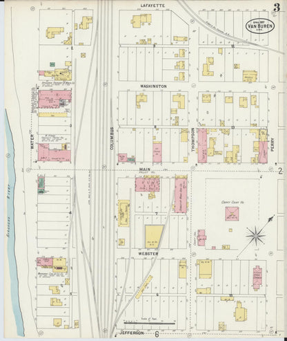 Sanborn Fire Insurance Map from Van Buren, Crawford County, Arkansas (1897), Sheet #0003 - Complete Map Set gallery image, historic Sanborn map, vintage wall art, Arkansas Arkansas