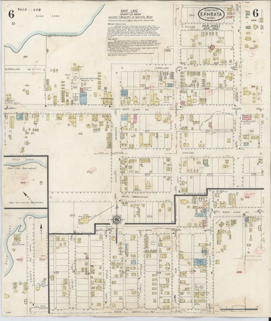 Sanborn Fire Insurance Map from Ephrata, Grant County, Washington (1944), Sheet #0006 - Historic Sanborn Fire Insurance Map Print, vintage old map wall art, antique decor, genealogy gift, Washington Washington map