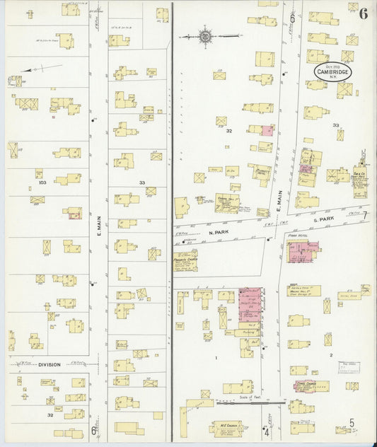 Sanborn Fire Insurance Map from Cambridge, Washington County, New York (1910), Sheet #0006 - Historic Sanborn Fire Insurance Map Print, vintage old map wall art, antique decor, genealogy gift, New York New York map
