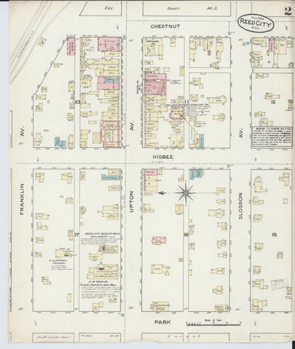Sanborn Fire Insurance Map from Reed City, Osceola County, Michigan (1884), Sheet #0002 - Historic Sanborn Fire Insurance Map Print, vintage old map wall art, antique decor, genealogy gift, Michigan Michigan map