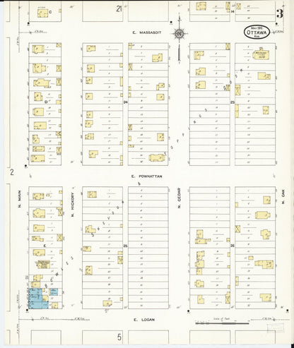 Sanborn Fire Insurance Map from Ottawa, Franklin County, Kansas (1912), Sheet #0003 - Complete Map Set gallery image, historic Sanborn map, vintage wall art, Kansas Kansas
