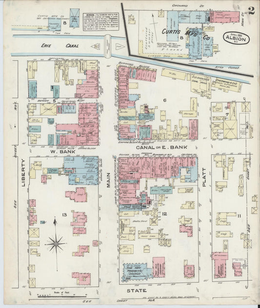 Sanborn Fire Insurance Map from Albion, Orleans County, New York (1884), Sheet #0002 - Historic Sanborn Fire Insurance Map Print, vintage old map wall art, antique decor, genealogy gift, New York New York map