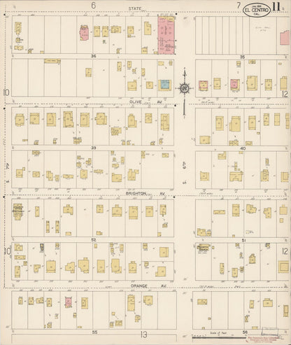 Sanborn Fire Insurance Map from El Centro, Imperial County, California (1914), Sheet #0011 - Historic Sanborn Fire Insurance Map Print, vintage old map wall art, antique decor, genealogy gift, California California map