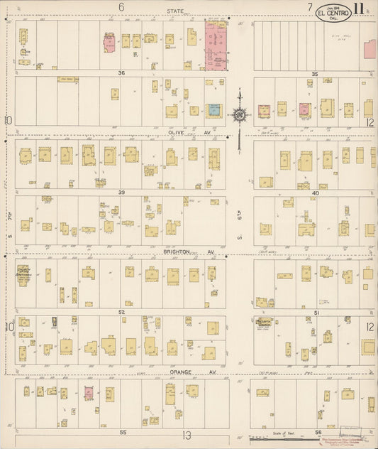 Sanborn Fire Insurance Map from El Centro, Imperial County, California (1914), Sheet #0011 - Historic Sanborn Fire Insurance Map Print, vintage old map wall art, antique decor, genealogy gift, California California map