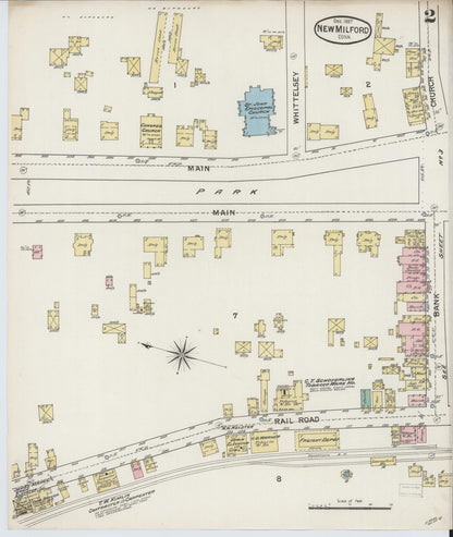 Sanborn Fire Insurance Map from New Milford, Litchfield County, Connecticut (1887), Sheet #0002 - Complete Map Set gallery image, historic Sanborn map, vintage wall art, Connecticut Connecticut
