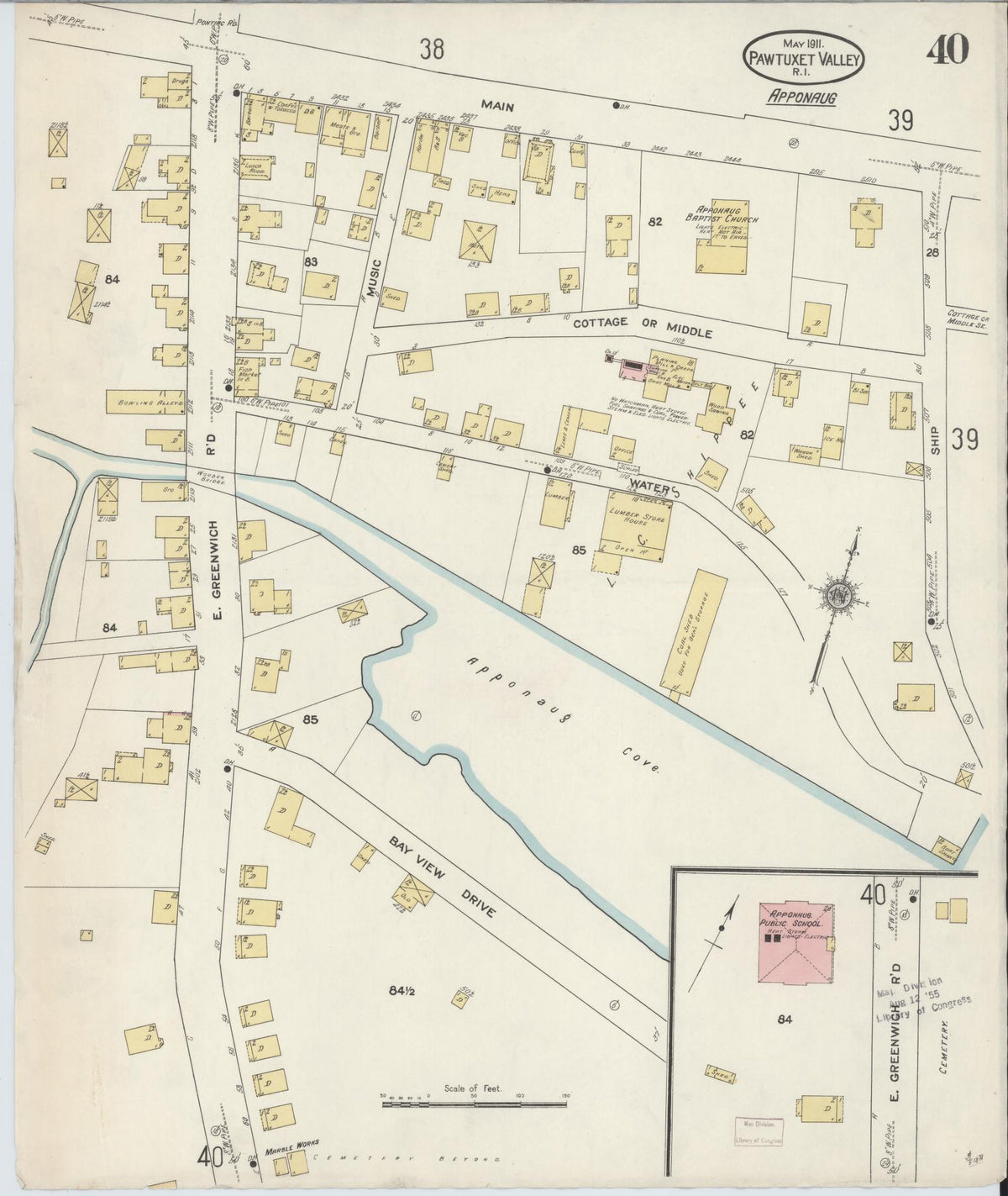 Sanborn Fire Insurance Map from Pawtuxet Valley, Kent and Providence Counties, Rhode Island (1911), Sheet #0040 - Historic Sanborn Fire Insurance Map Print, vintage old map wall art, antique decor, genealogy gift, Washington Washington map