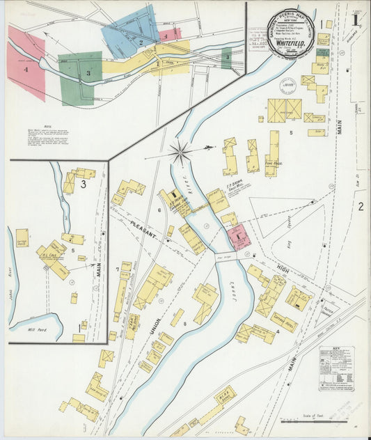 Sanborn Fire Insurance Map from Whitefield, Coos County, New Hampshire (1901), Sheet #0001 - Historic Sanborn Fire Insurance Map Print, vintage old map wall art, antique decor, genealogy gift, New Hampshire New Hampshire map