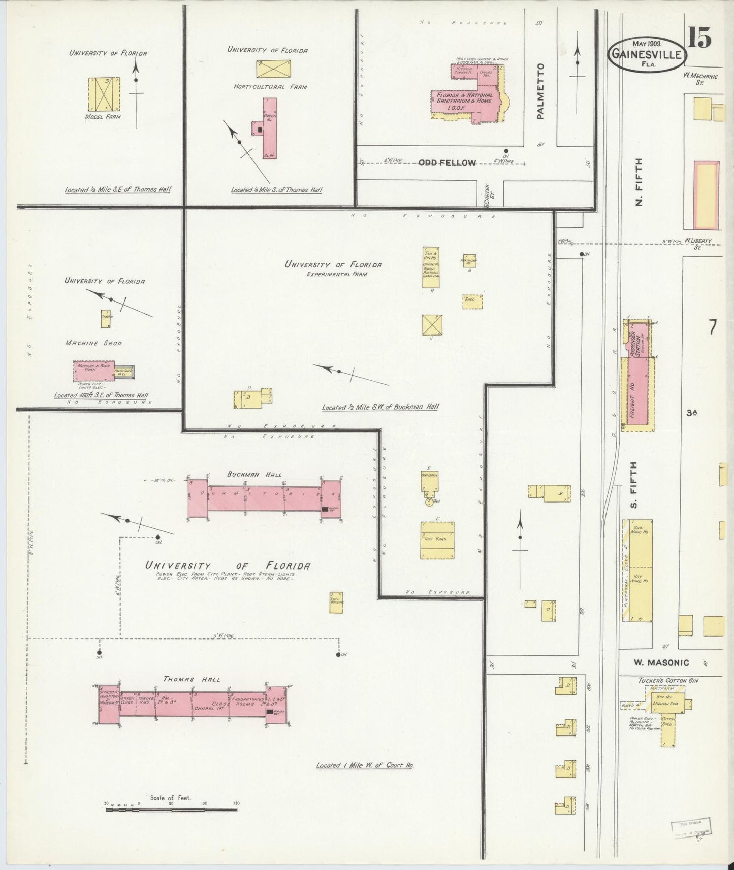 Sanborn Fire Insurance Map from Gainesville, Alachua County, Florida (1909), Sheet #0015 - Historic Sanborn Fire Insurance Map Print, vintage old map wall art, antique decor, genealogy gift, Florida Florida map