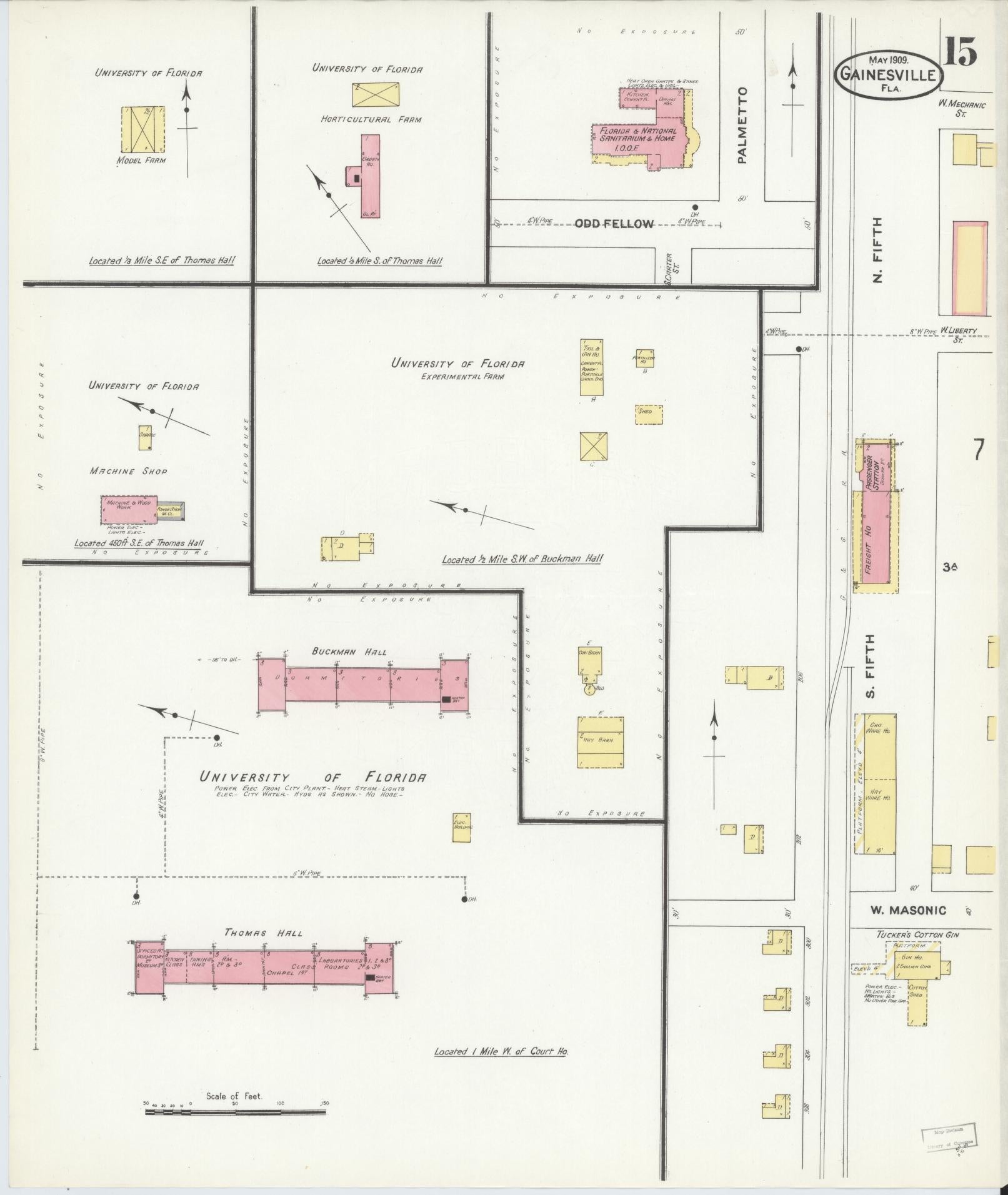 Sanborn Fire Insurance Map from Gainesville, Alachua County, Florida (1909), Sheet #0015 - Historic Sanborn Fire Insurance Map Print, vintage old map wall art, antique decor, genealogy gift, Florida Florida map