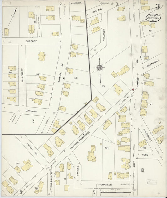 Sanborn Fire Insurance Map from Auburn, Androscoggin County, Maine (1914), Sheet #0003 - Historic Sanborn Fire Insurance Map Print, vintage old map wall art, antique decor, genealogy gift, Maine Maine map