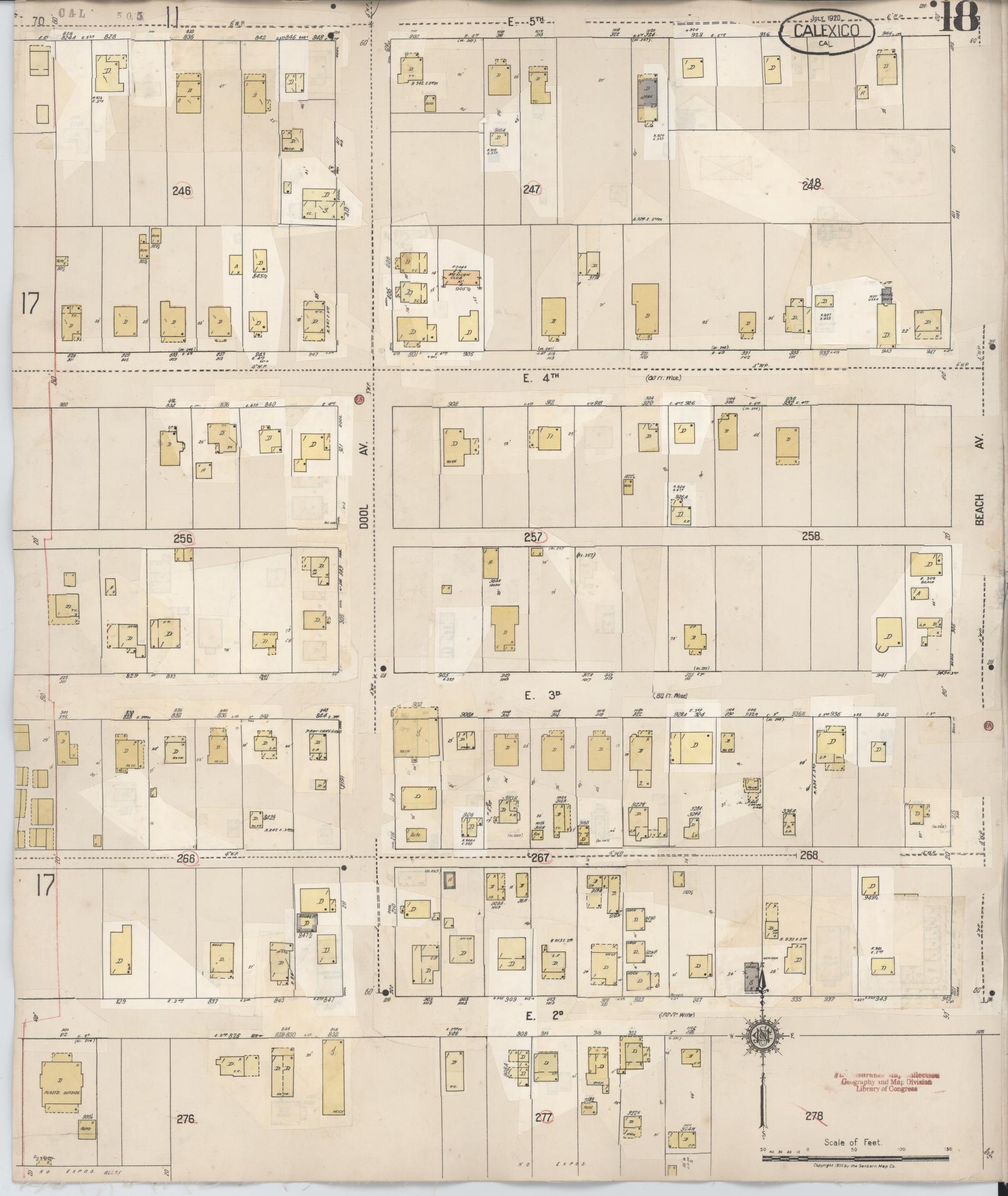 Sanborn Fire Insurance Map from Calexico, Imperial County, California (1949), Sheet #0018 - Complete Map Set gallery image, historic Sanborn map, vintage wall art, California California